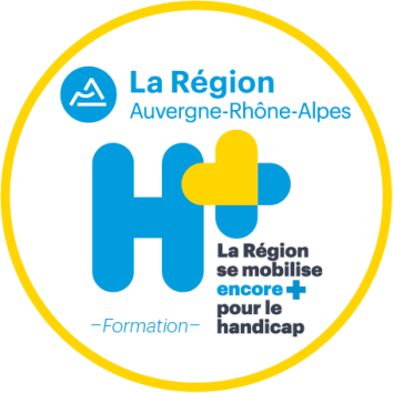 Logo Handicap + de la région Auvergne-Rhône-Alpes